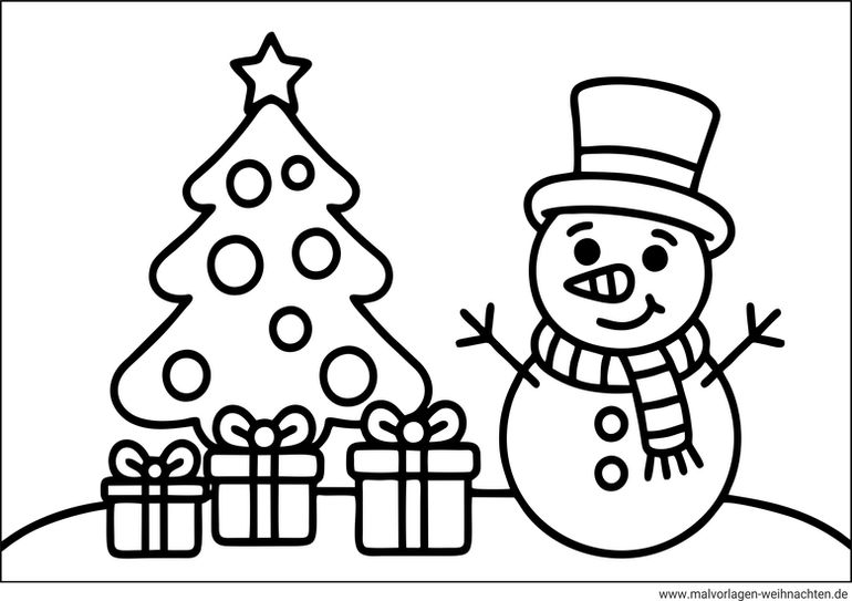 Kostenloses Ausmalbild zu Weihnachten mit einem weihnachtsbaum