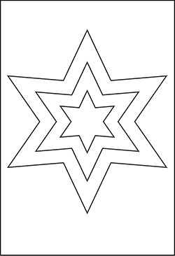 Stern mit Gesicht und runden Ecken – Malvorlage