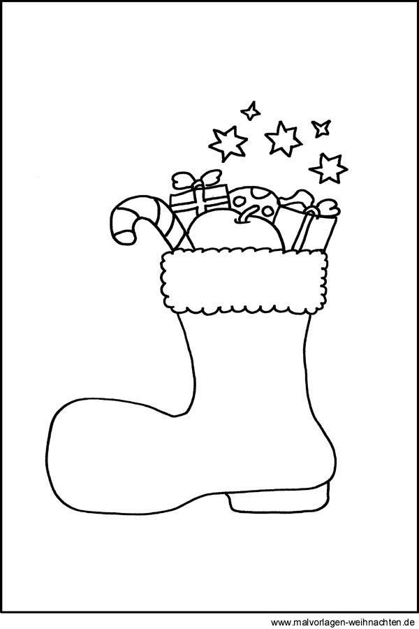Malvorlage Weihnachtsstiefel - Stiefel an Nikolaus und zu Weihnachten
